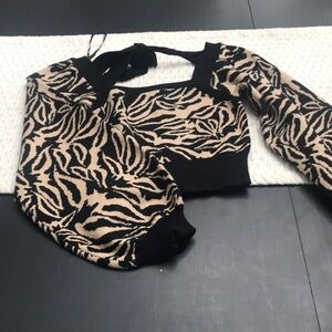Mink pink Zebra Print Knit Sweater
